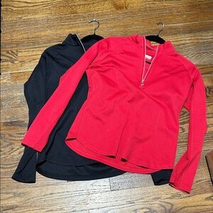 Women's Red and Black Pebble Beach Quarter-Zip Tops
